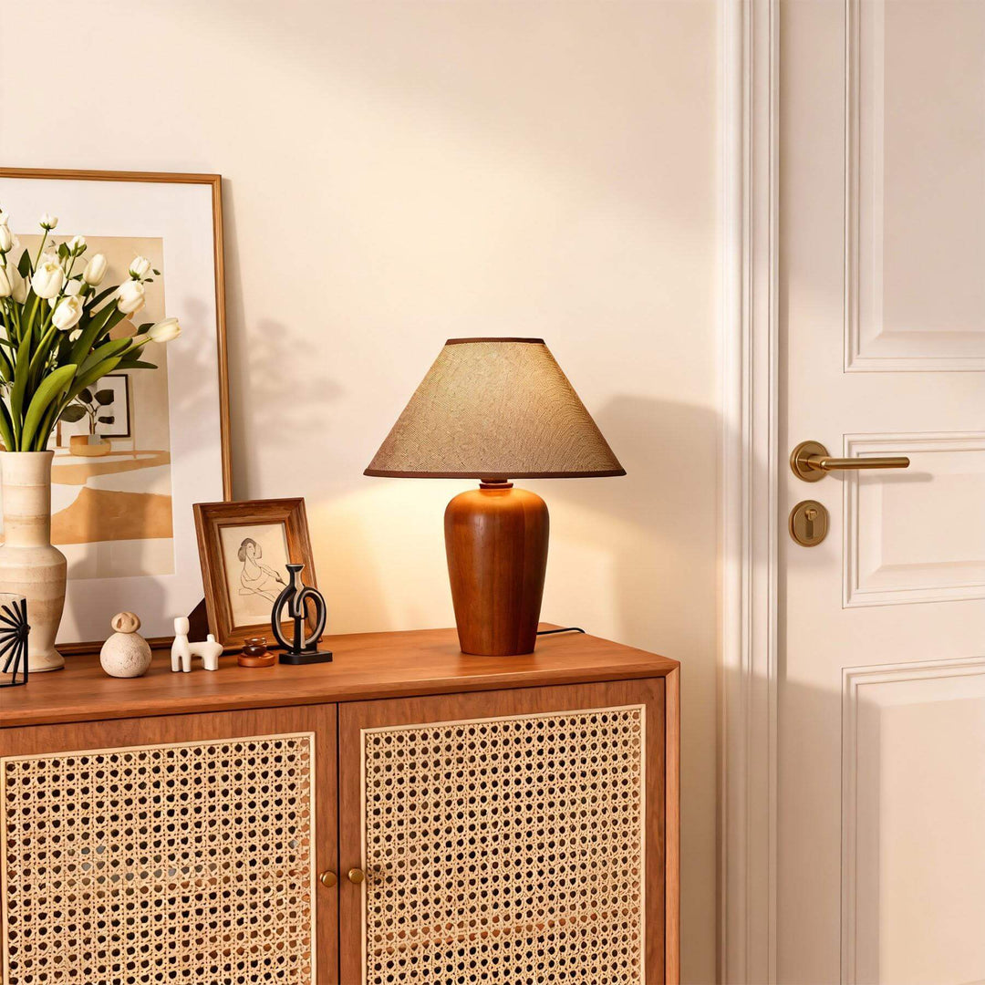 Zalvi Fabric Table Lamp – Wabi-Sabi Vintage Entryway Light