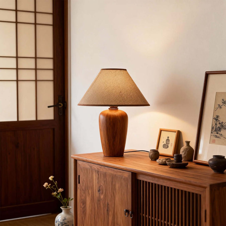 Zalvi Fabric Table Lamp – Wabi-Sabi Vintage Entryway Light