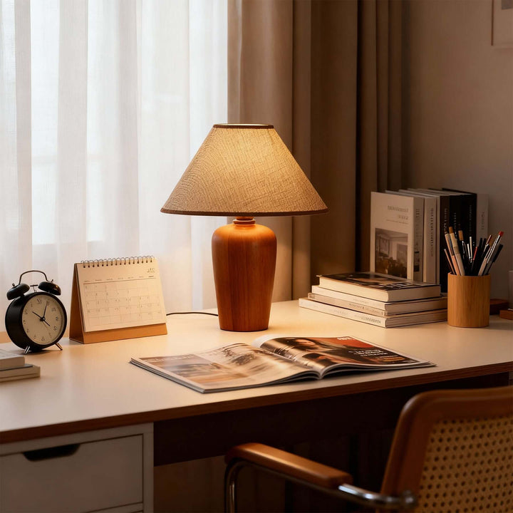 Zalvi Fabric Table Lamp – Wabi-Sabi Vintage Entryway Light