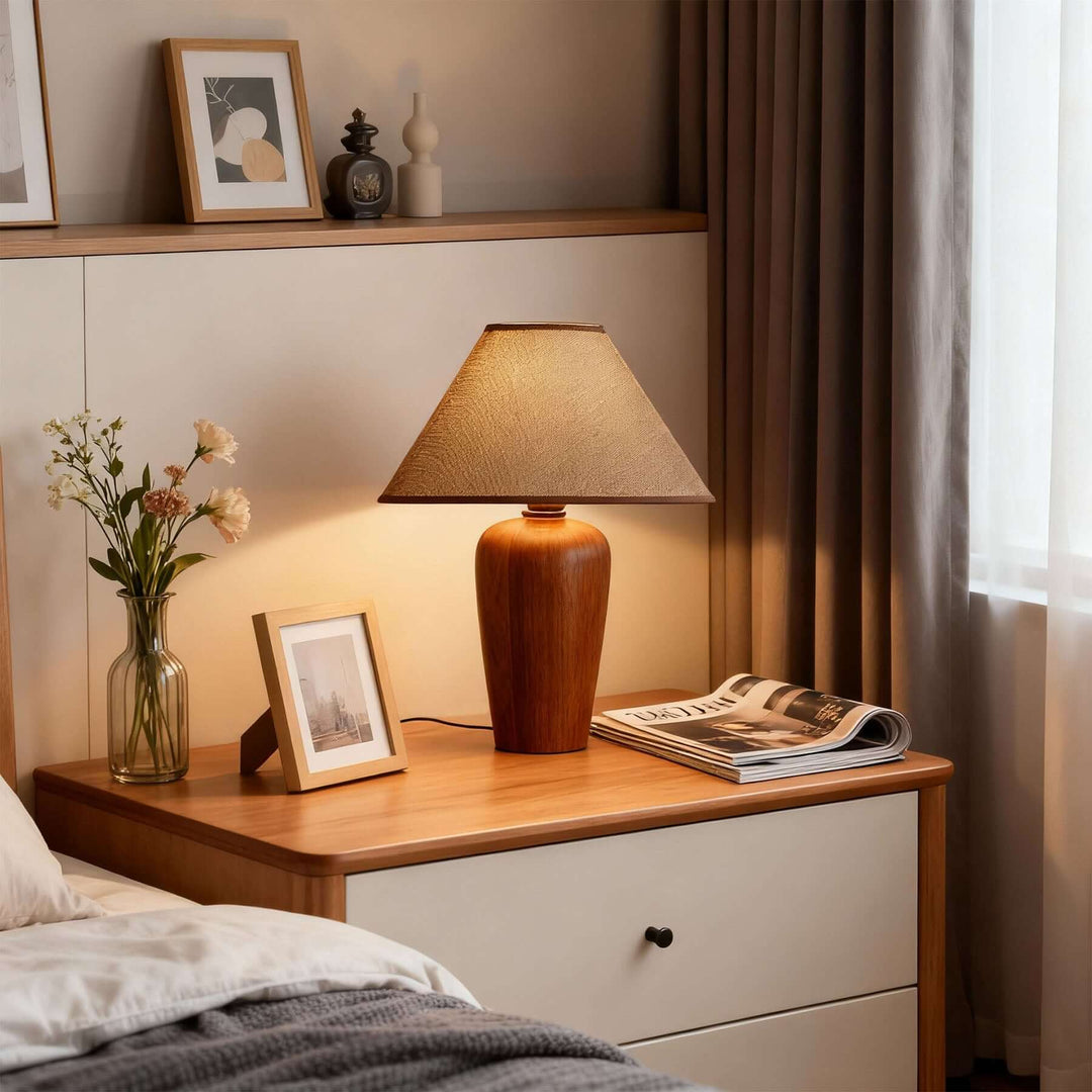 Zalvi Fabric Table Lamp – Wabi-Sabi Vintage Entryway Light