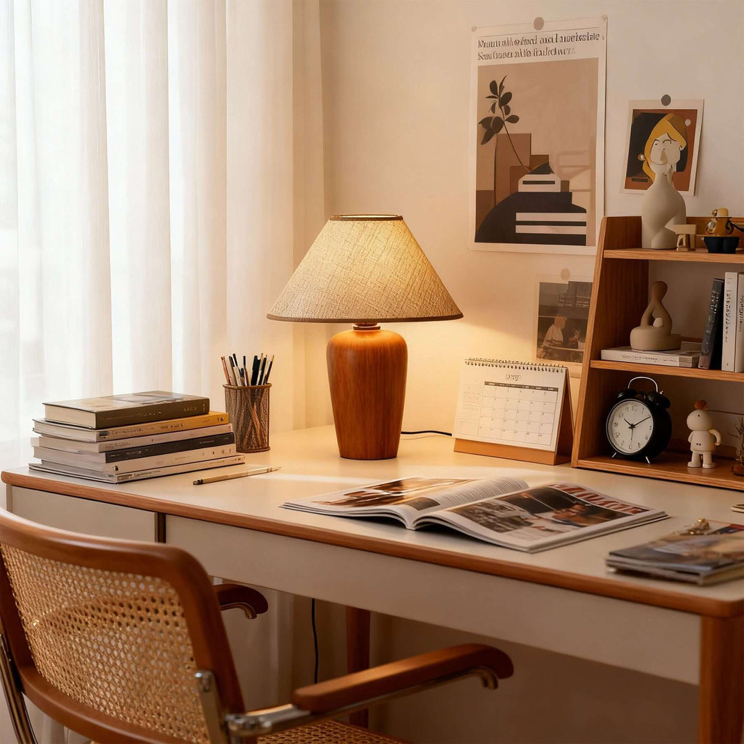 Zalvi Fabric Table Lamp – Wabi-Sabi Vintage Entryway Light