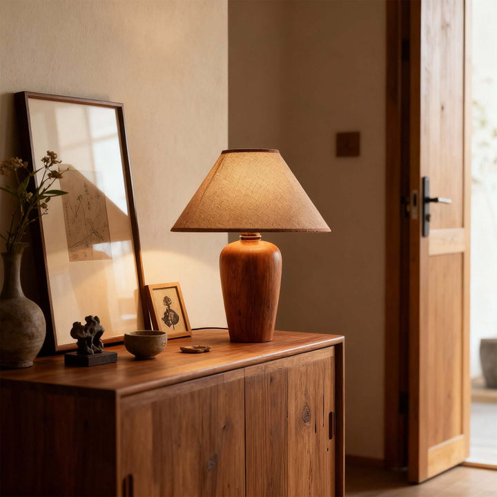 Zalvi Fabric Table Lamp – Wabi-Sabi Vintage Entryway Light