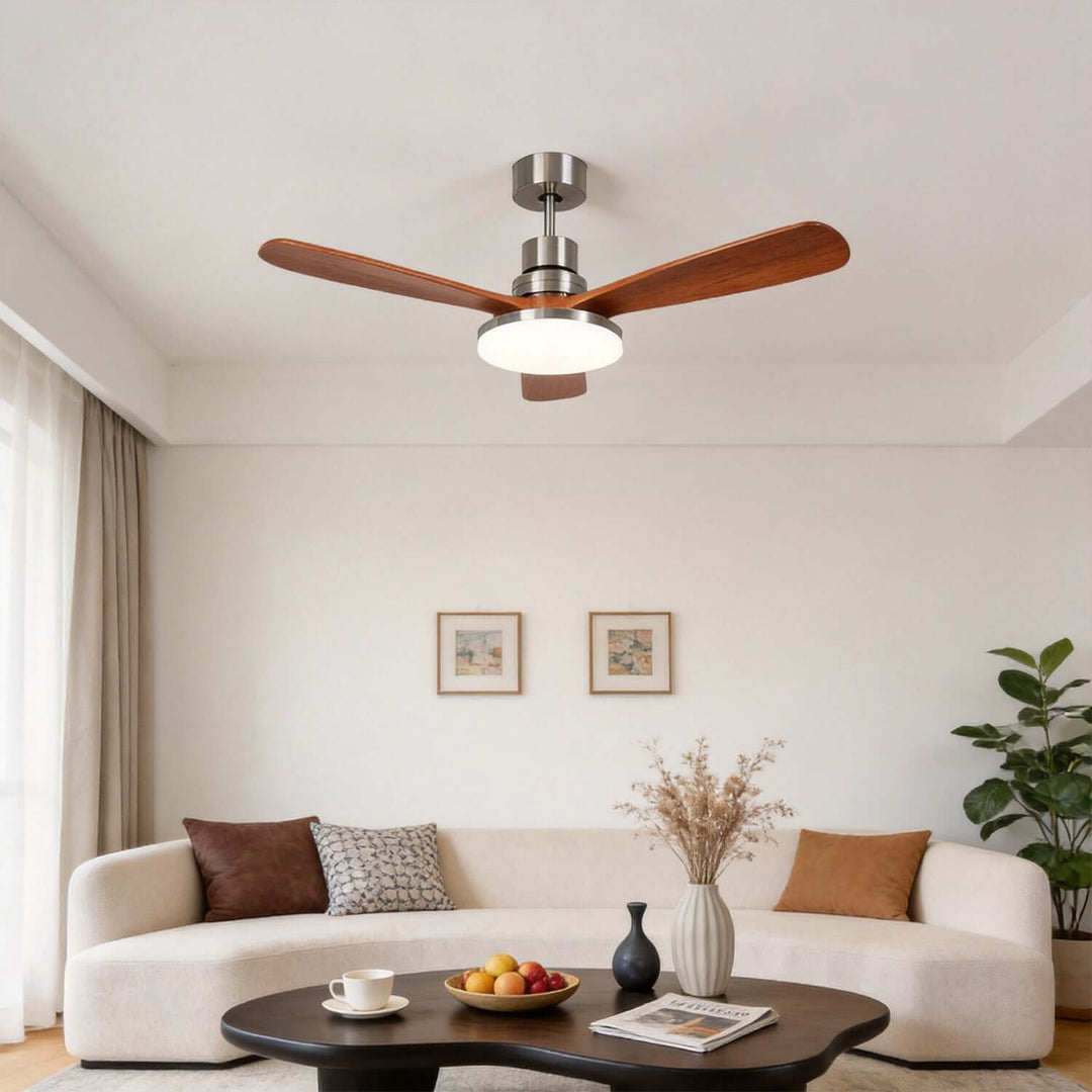 Zandris Ceiling Fan Light | Modern Wood Living Room Light