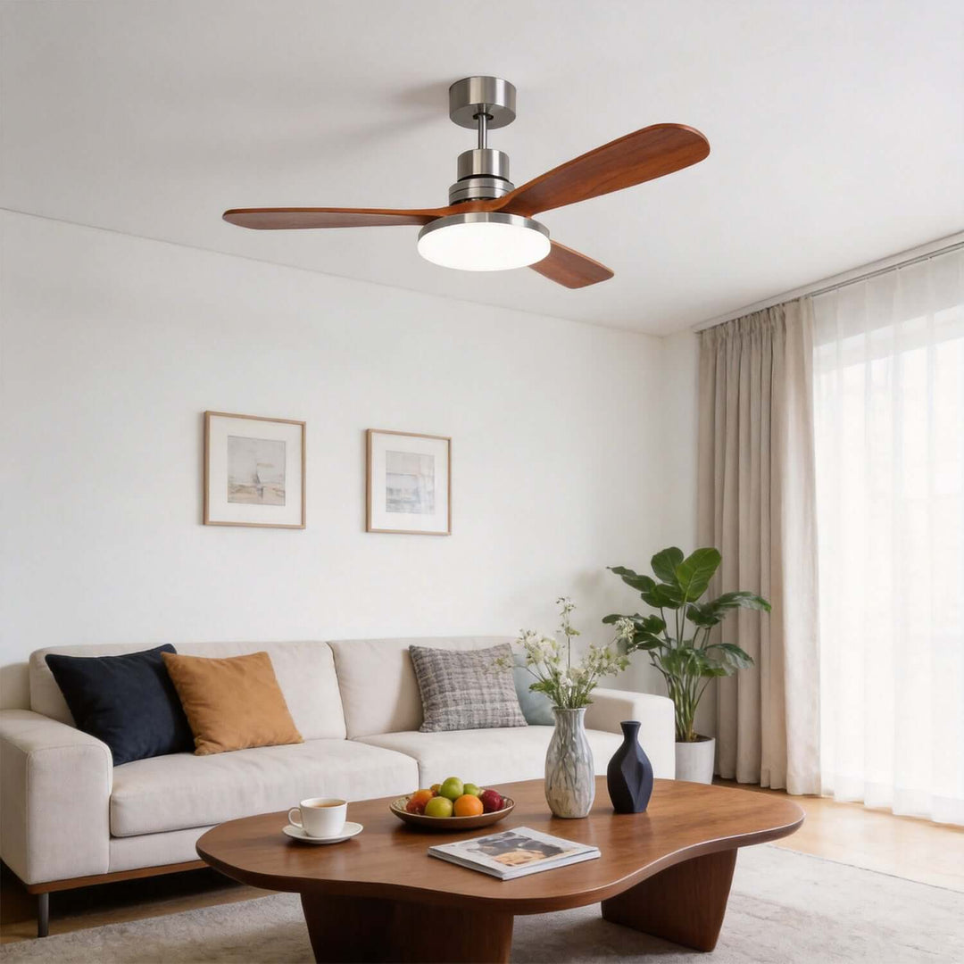 Zandris Ceiling Fan Light | Modern Wood Living Room Light