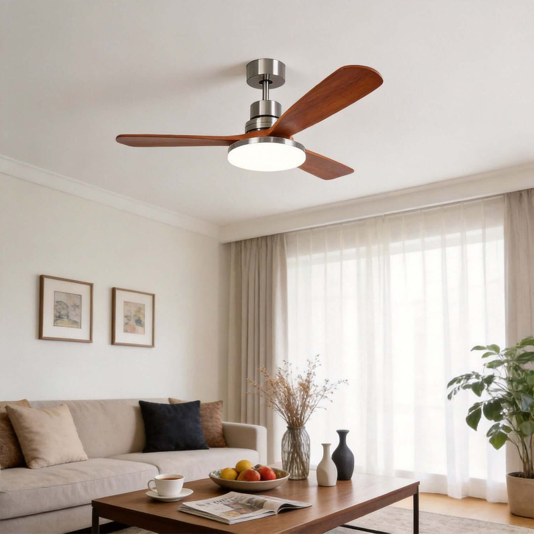 Zandris Ceiling Fan Light | Modern Wood Living Room Light