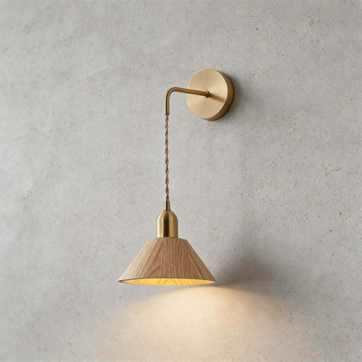 Zavro Wall Light - Modern Minimal Tapered Wood Bedside