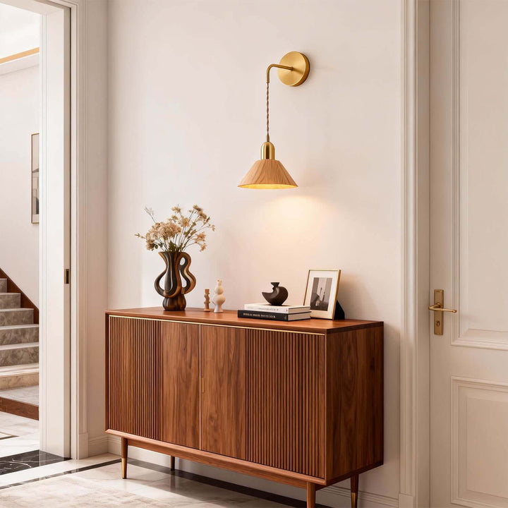Zavro Wall Light - Modern Minimal Tapered Wood Bedside