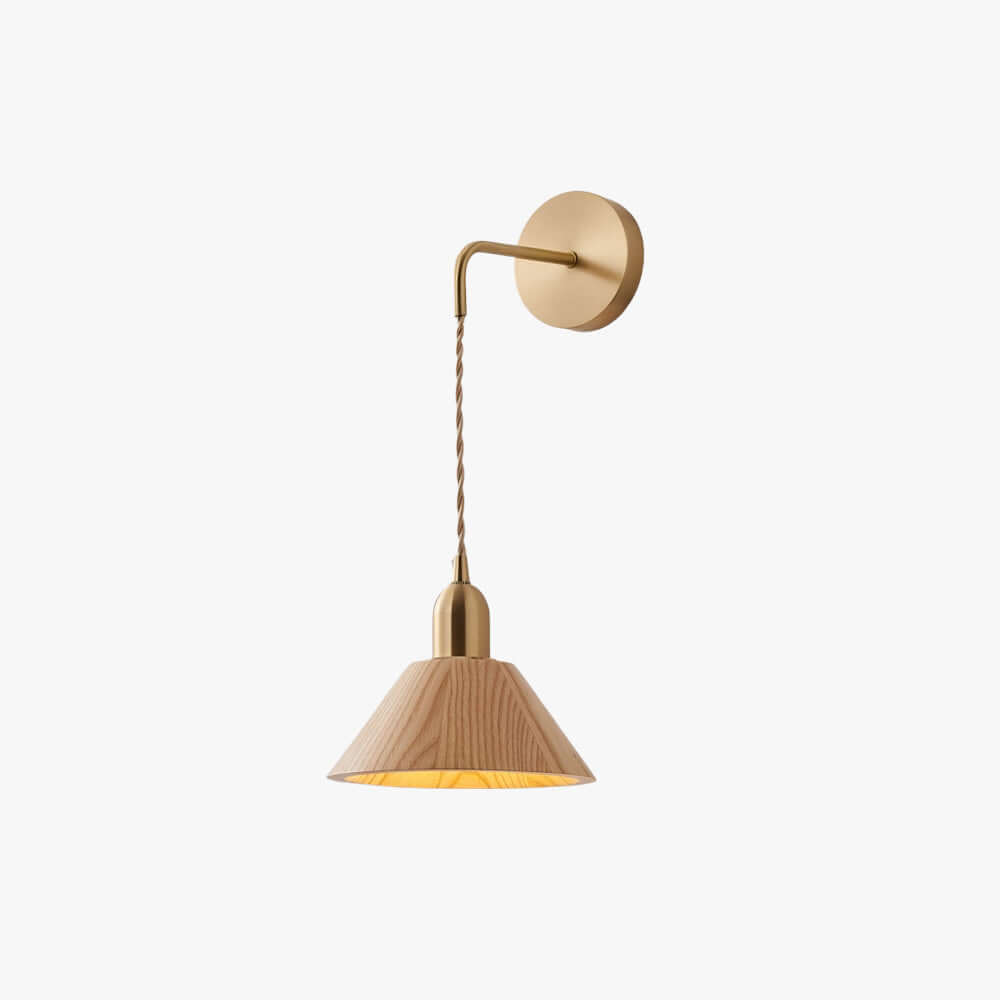 Zavro Wall Light - Modern Minimal Tapered Wood Bedside