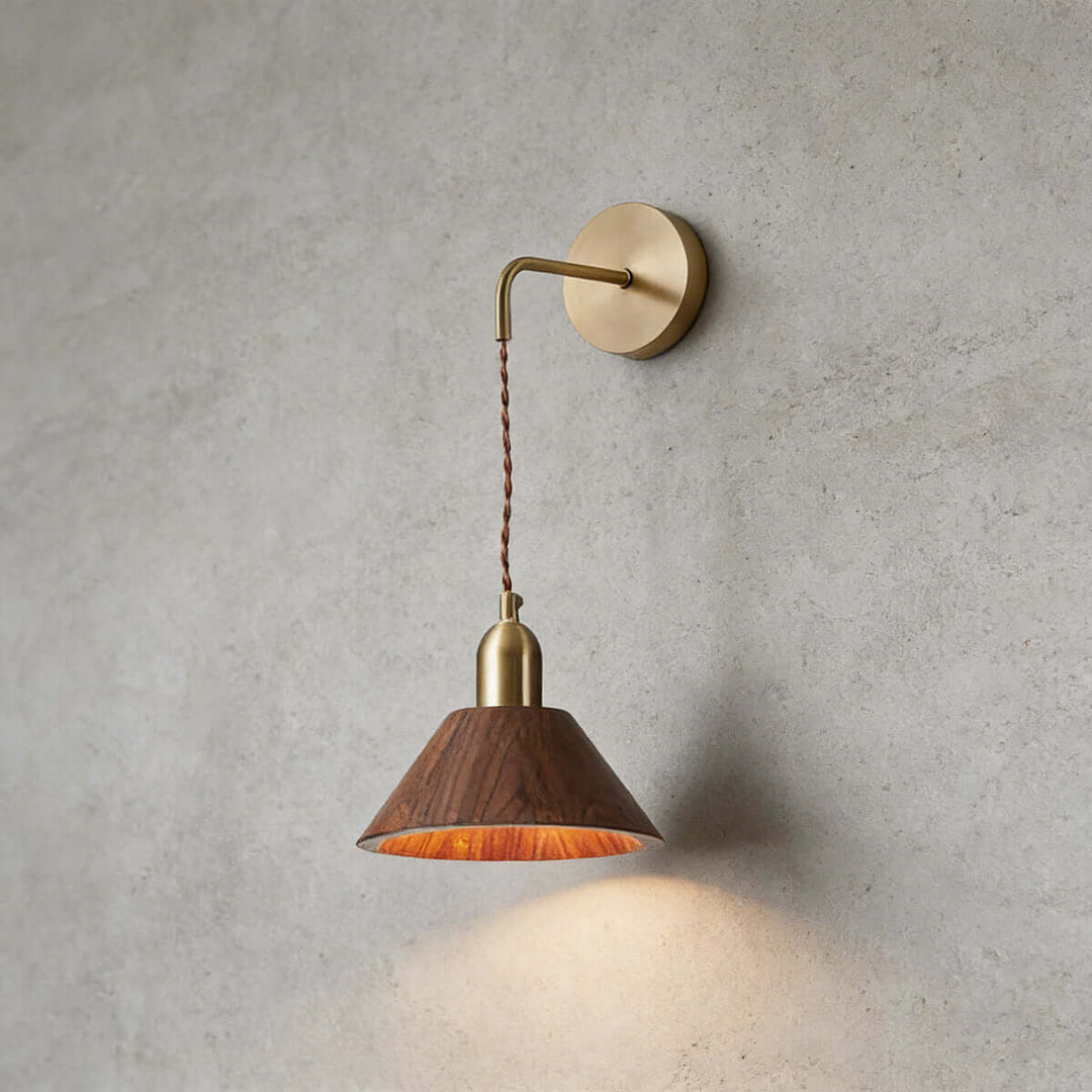 Zavro Wall Light - Modern Minimal Tapered Wood Bedside