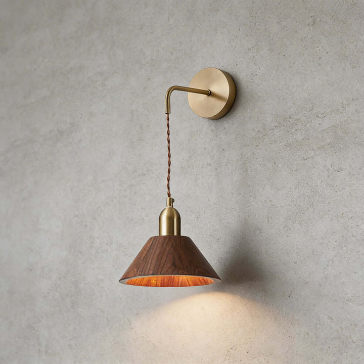 Zavro Wall Light - Modern Minimal Tapered Wood Bedside