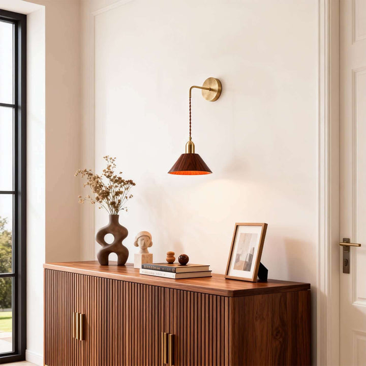 Zavro Wall Light - Modern Minimal Tapered Wood Bedside