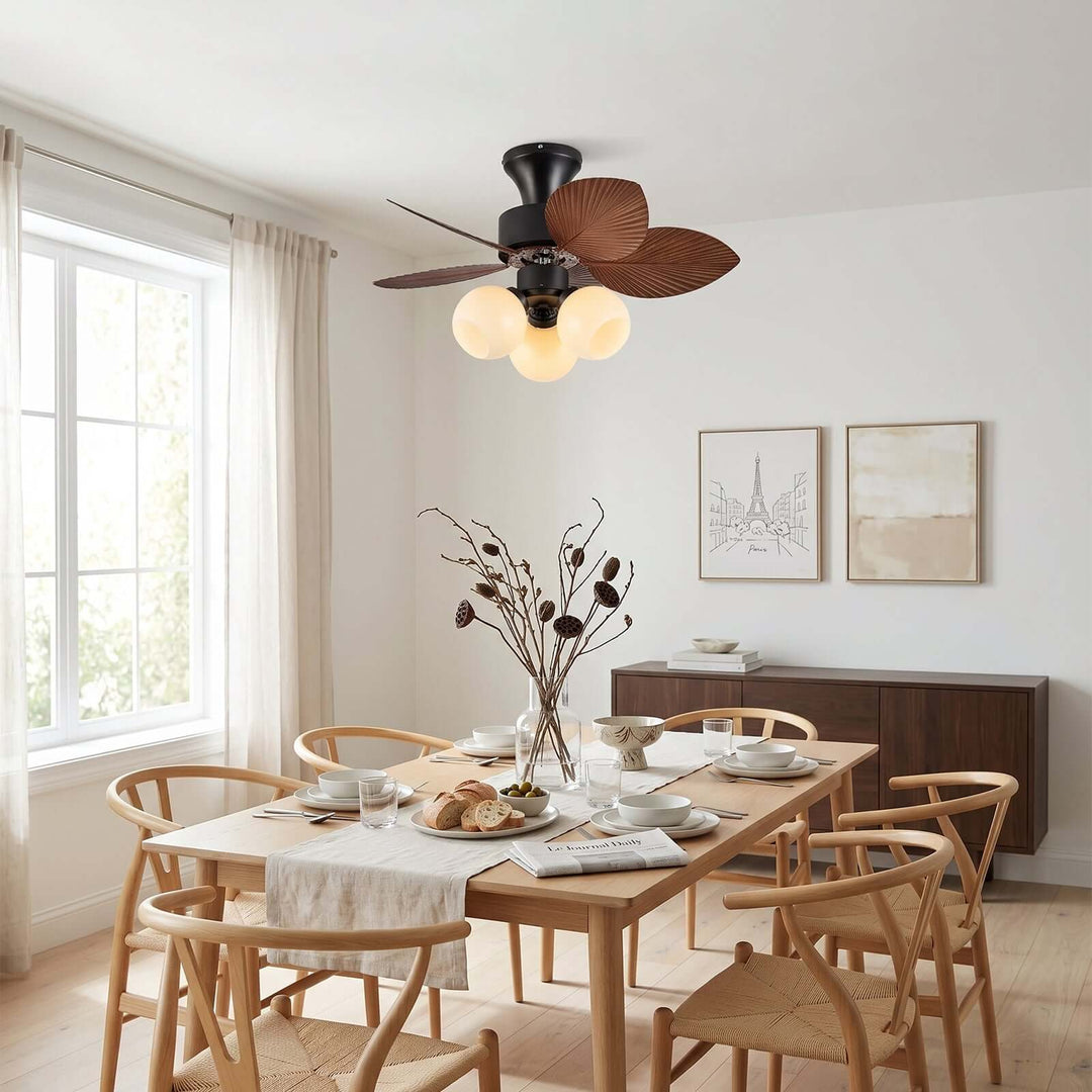Zevora Ceiling Fan Light A | American Retro Glass Light
