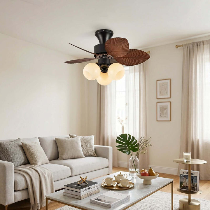 Zevora Ceiling Fan Light A | American Retro Glass Light