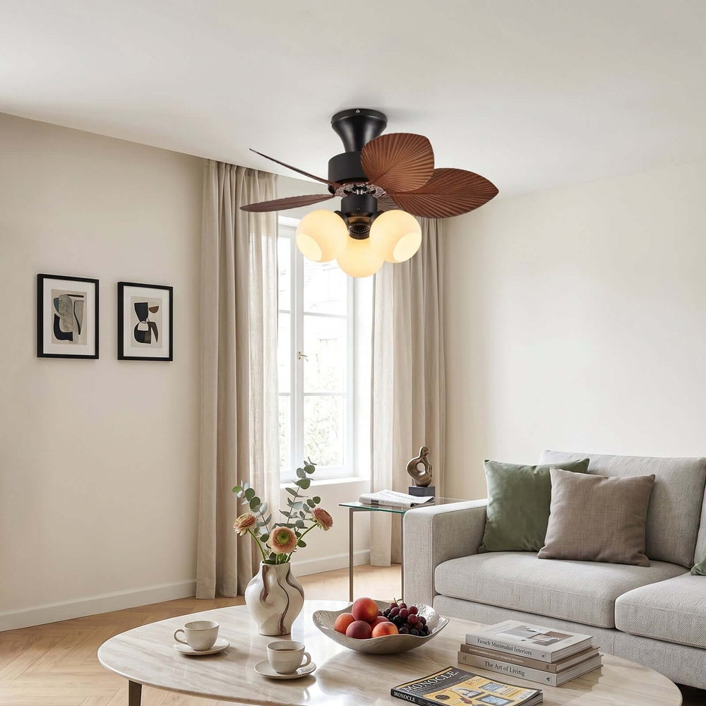 Zevora Ceiling Fan Light A | American Retro Glass Light