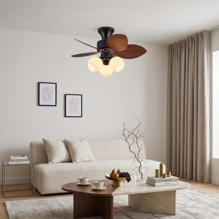 Zevora Ceiling Fan Light A | American Retro Glass Light
