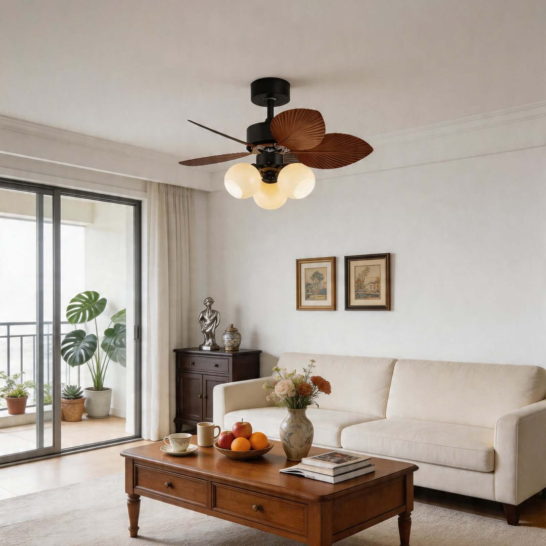 Zevora Ceiling Fan Light B | American Retro Glass Light
