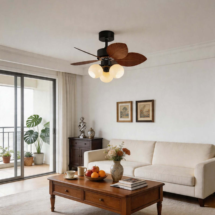Zevora Ceiling Fan Light B | American Retro Glass Light
