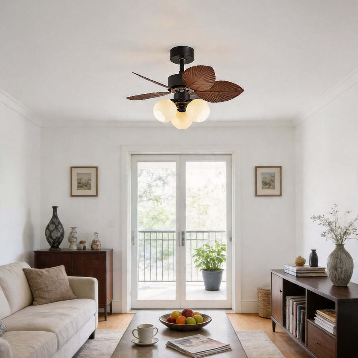 Zevora Ceiling Fan Light B | American Retro Glass Light