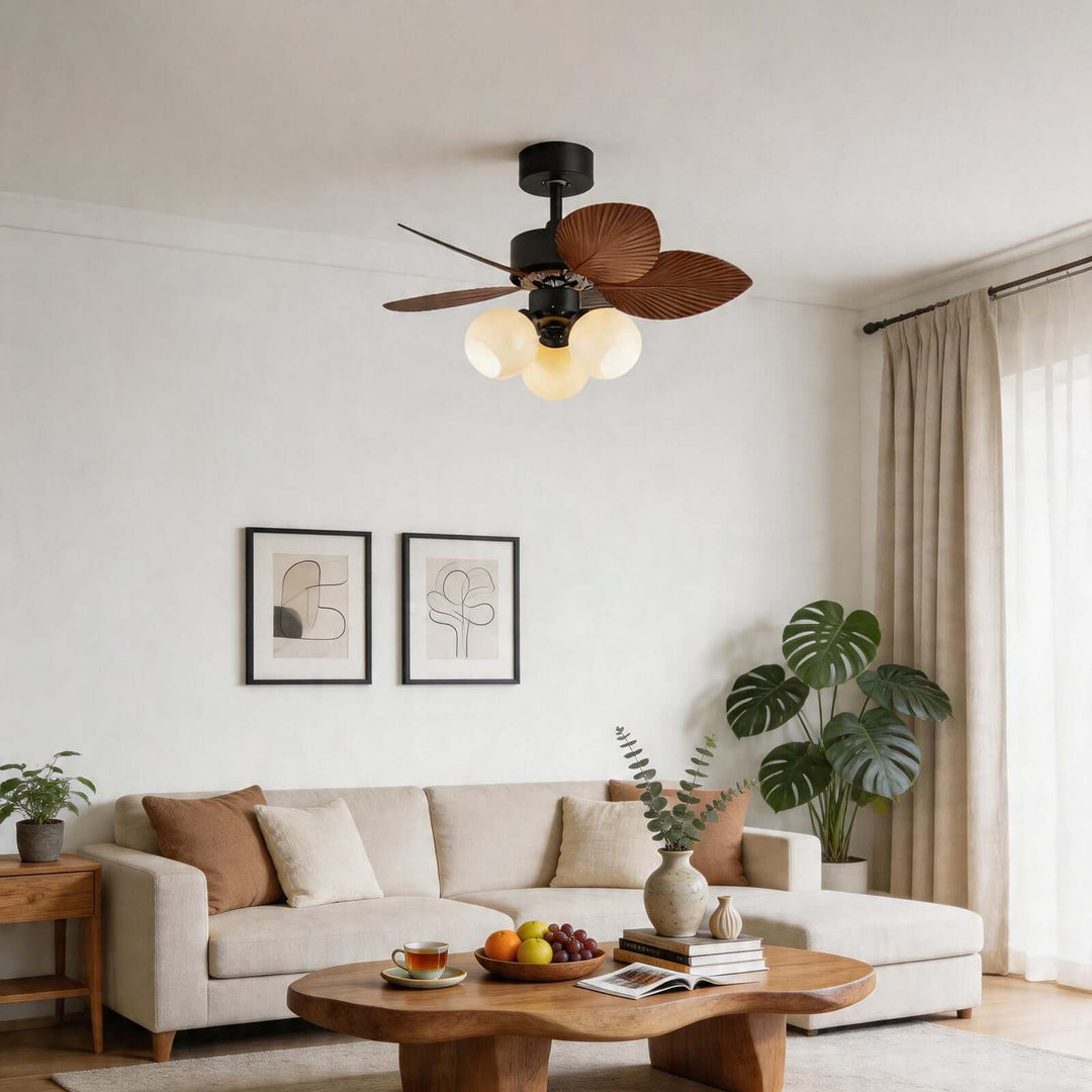 Zevora Ceiling Fan Light B | American Retro Glass Light