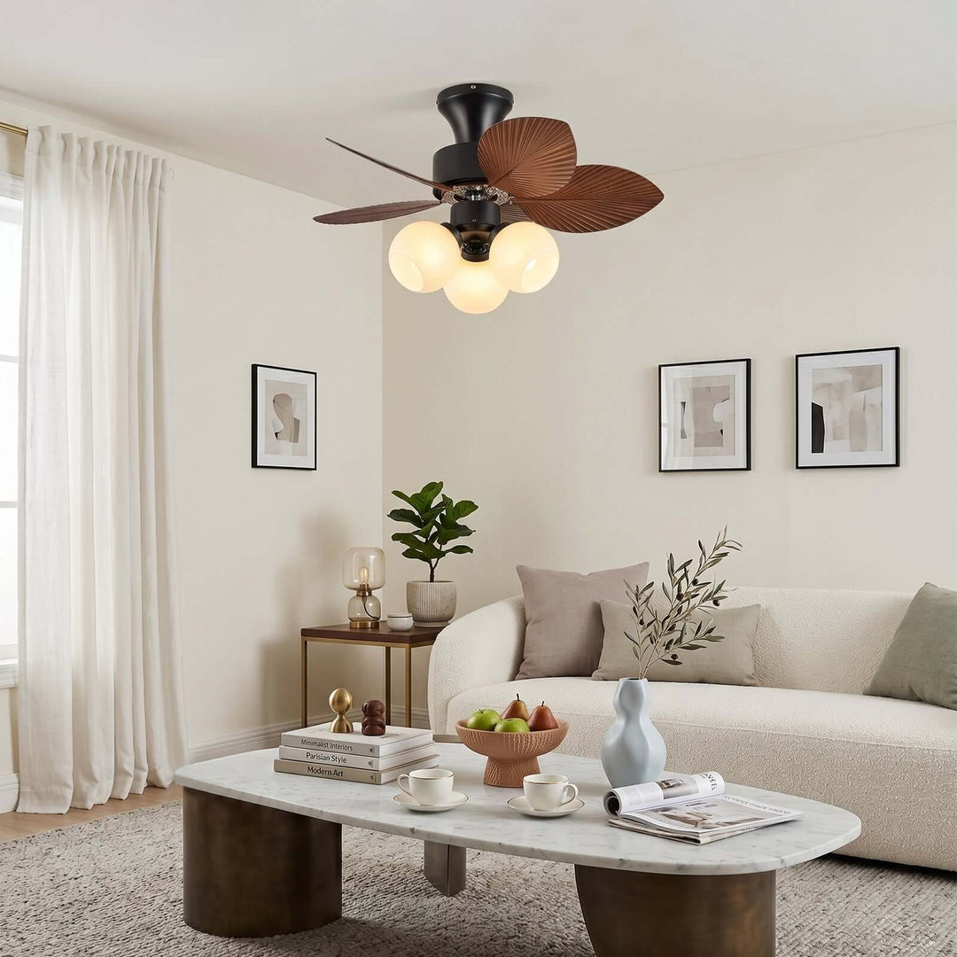 Zevora Ceiling Fan Light A | American Retro Glass Light