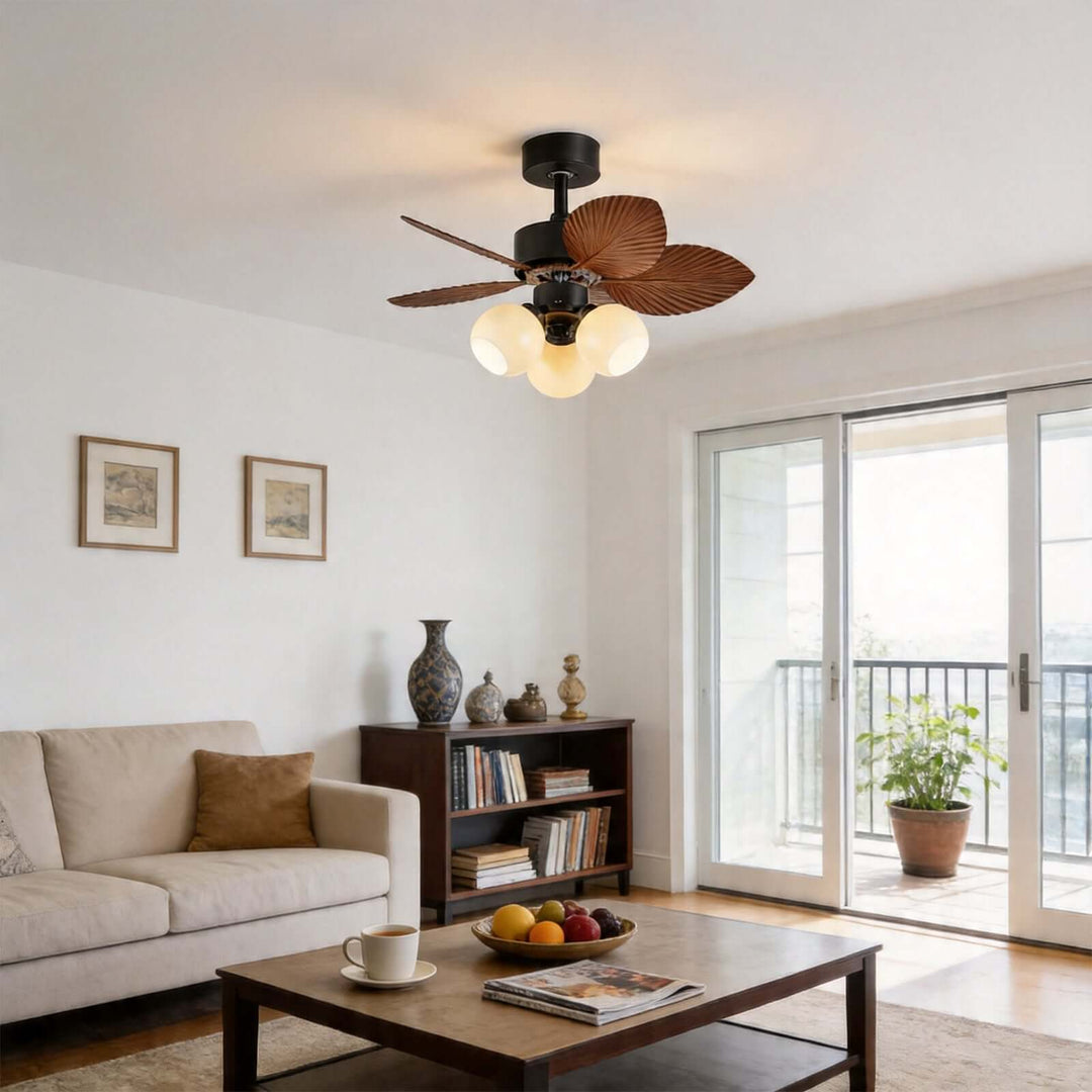 Zevora Ceiling Fan Light B | American Retro Glass Light