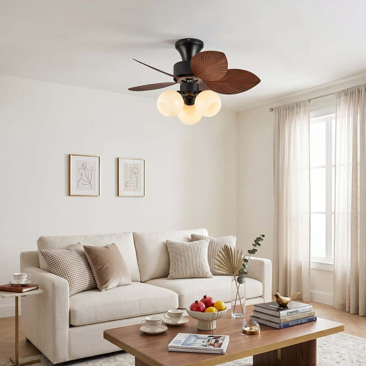 Zevora Ceiling Fan Light A | American Retro Glass Light