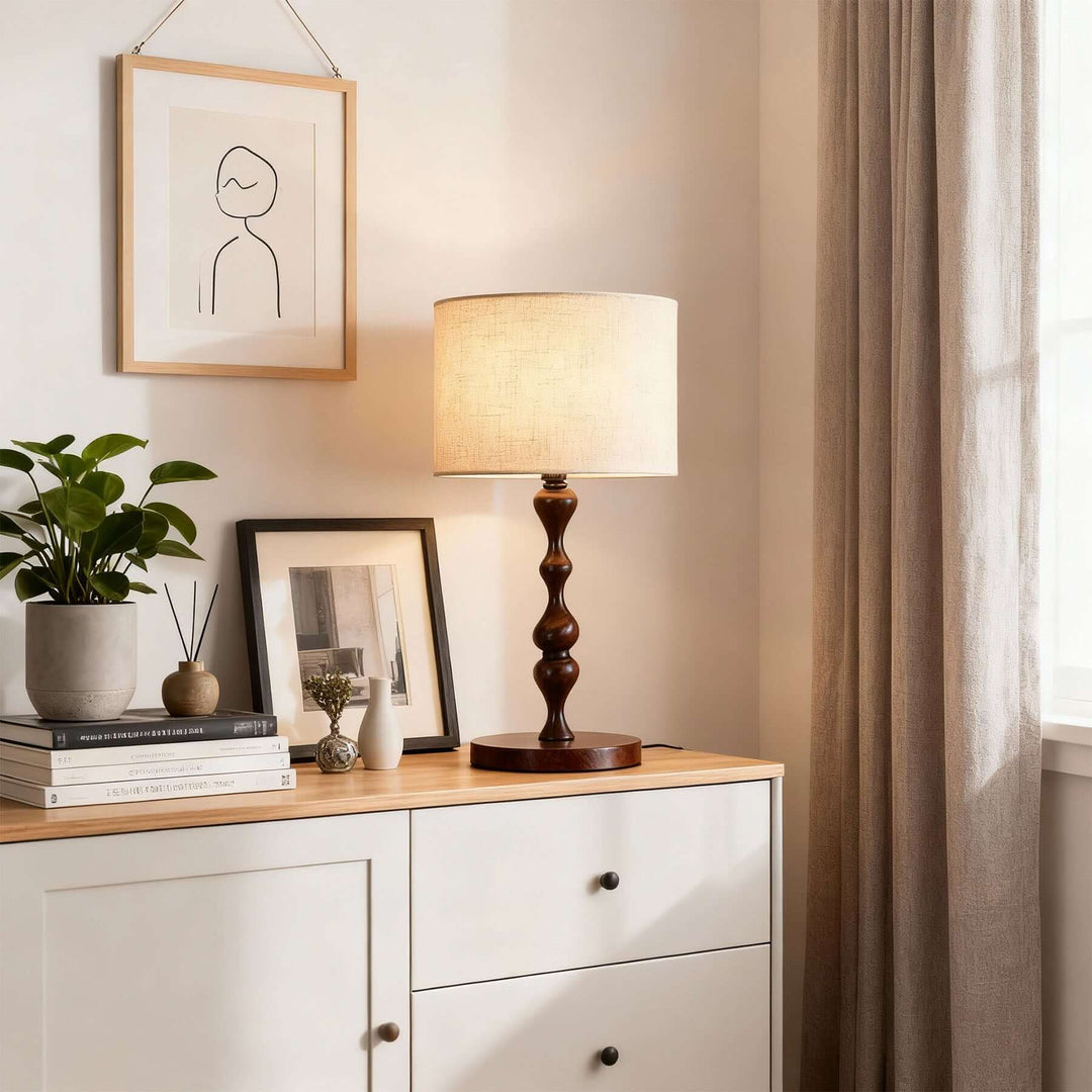 Ziore Table Light French Vintage Fabric Desk Lamp