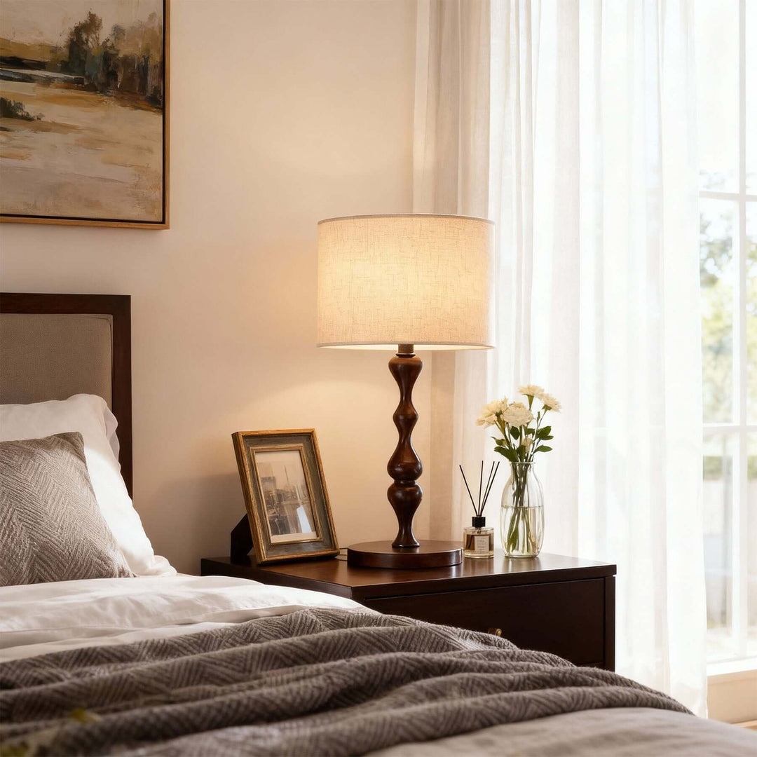 Ziore Table Light French Vintage Fabric Desk Lamp