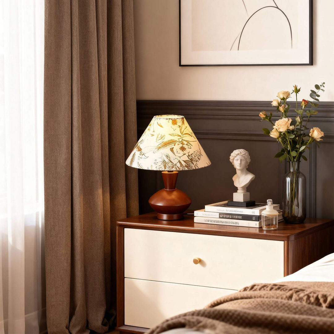 Zomelu Table Lamp – Mid-Century Vintage Fabric Bedside