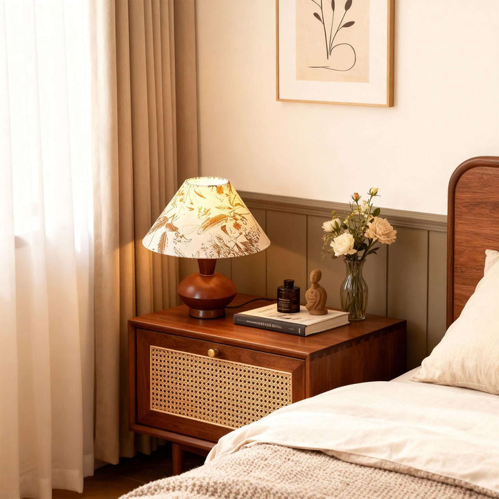 Zomelu Table Lamp – Mid-Century Vintage Fabric Bedside
