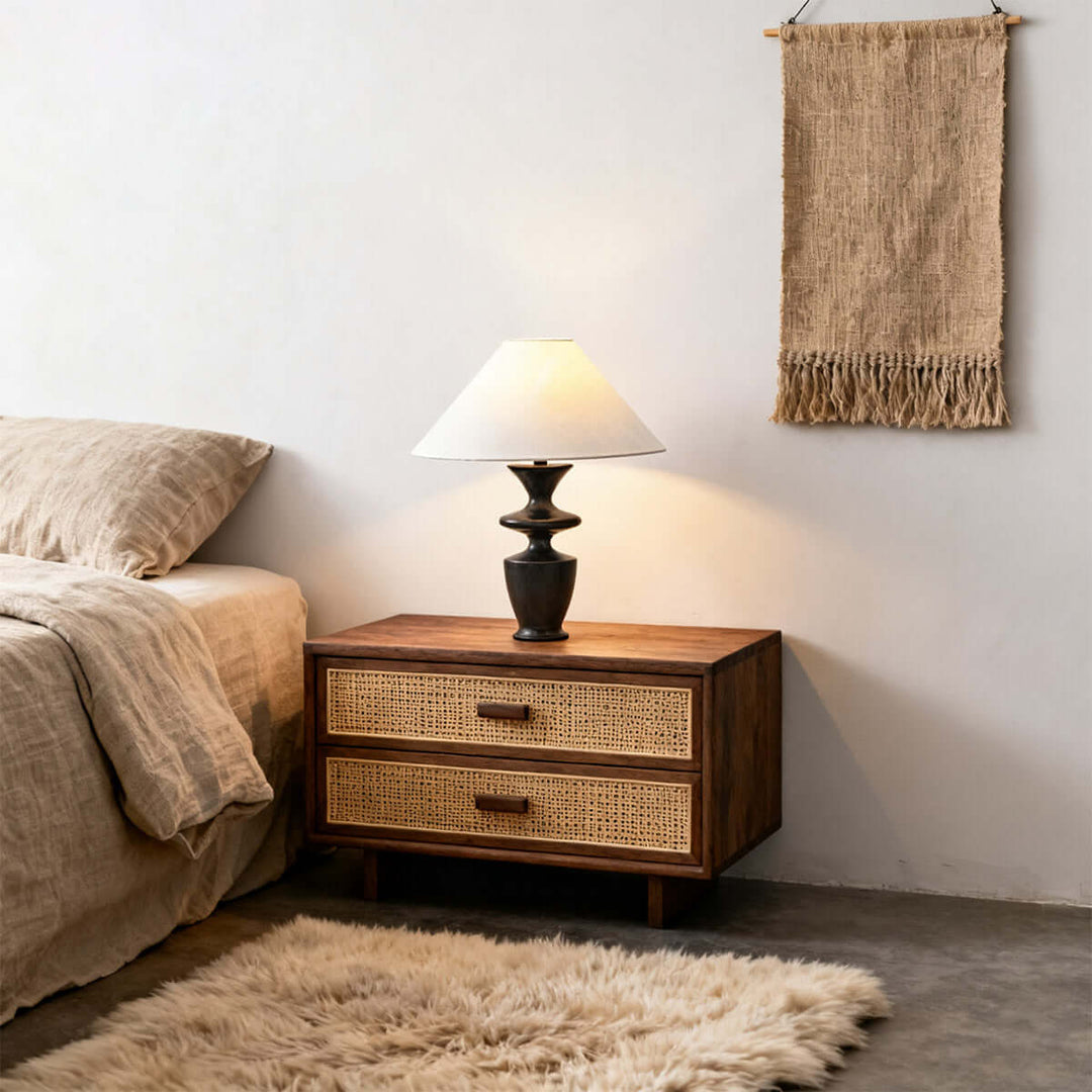 Zoriva Table Lamp – Wabi-Sabi Style Vintage French Wood Decor Light