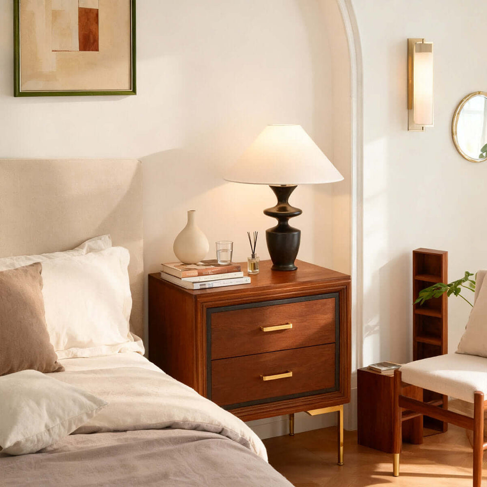 Zoriva Table Lamp – Wabi-Sabi Style Vintage French Wood Decor Light