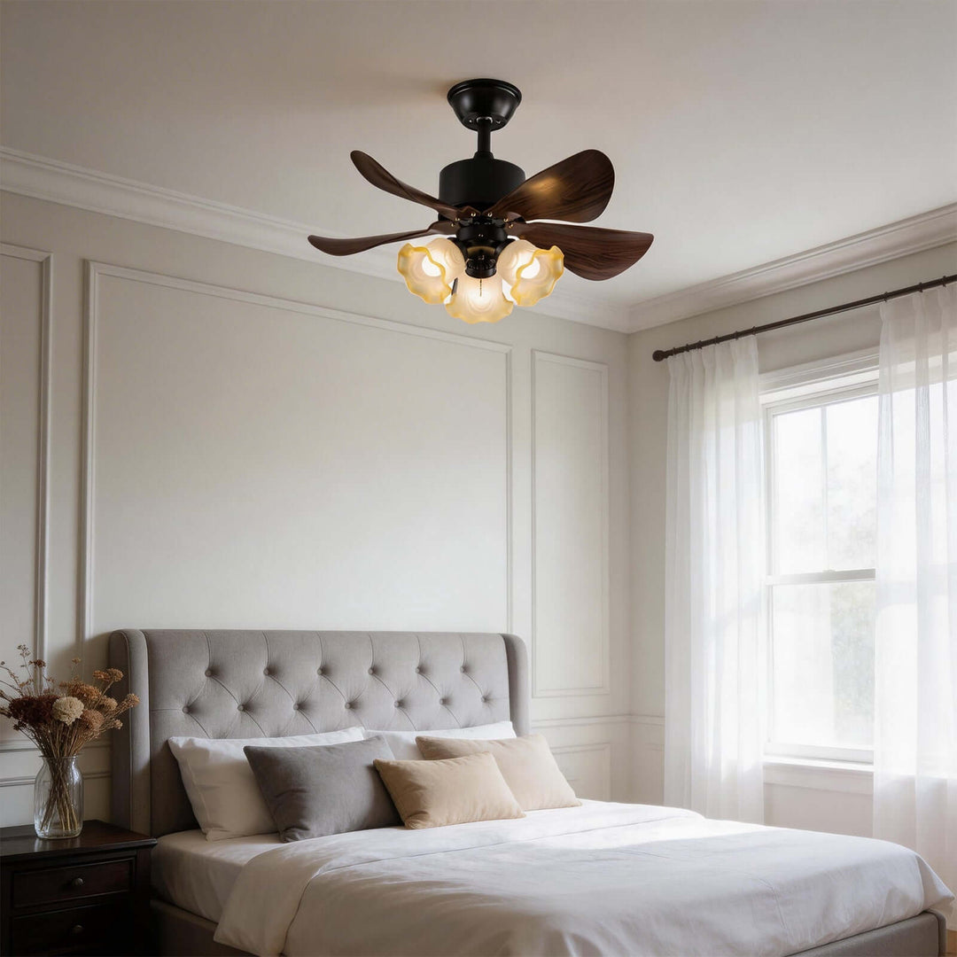 Zylion Ceiling Fan Light - Vintage Art Glass Living Room Light