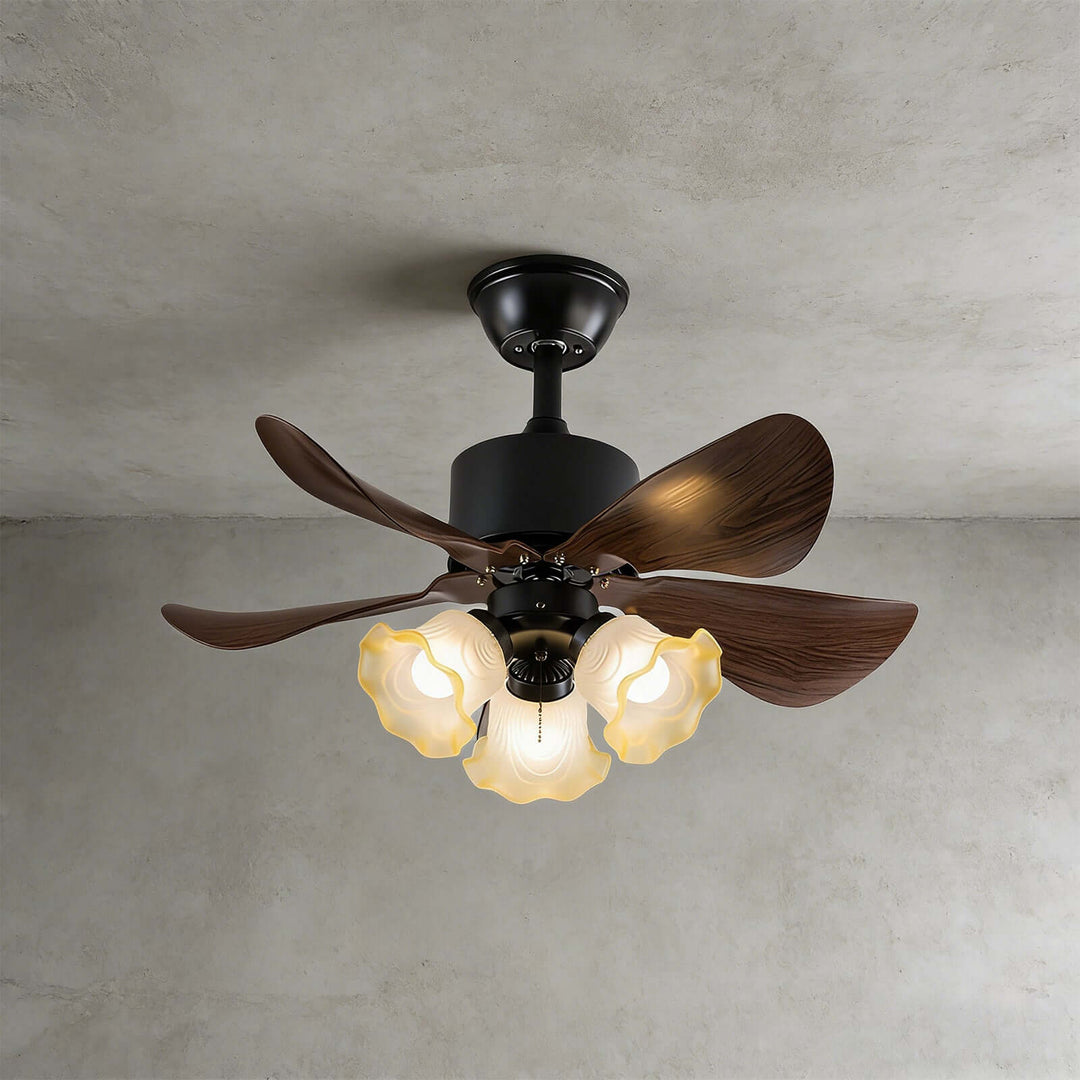 Zylion Ceiling Fan Light - Vintage Art Glass Living Room Light