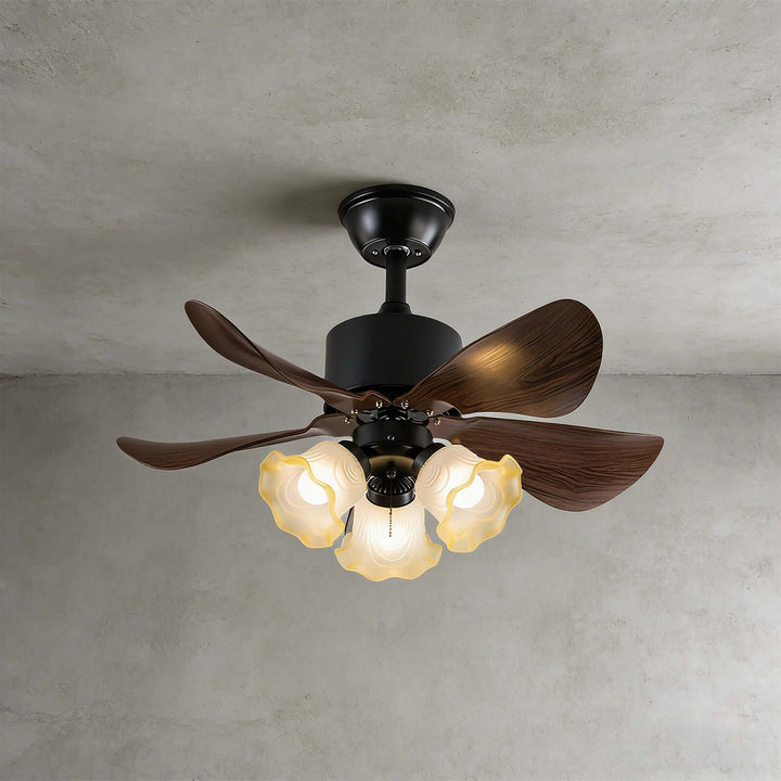 Zylion Ceiling Fan Light - Vintage Art Glass Living Room Light