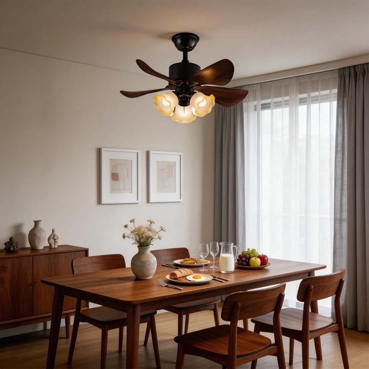 Zylion Ceiling Fan Light - Vintage Art Glass Living Room Light
