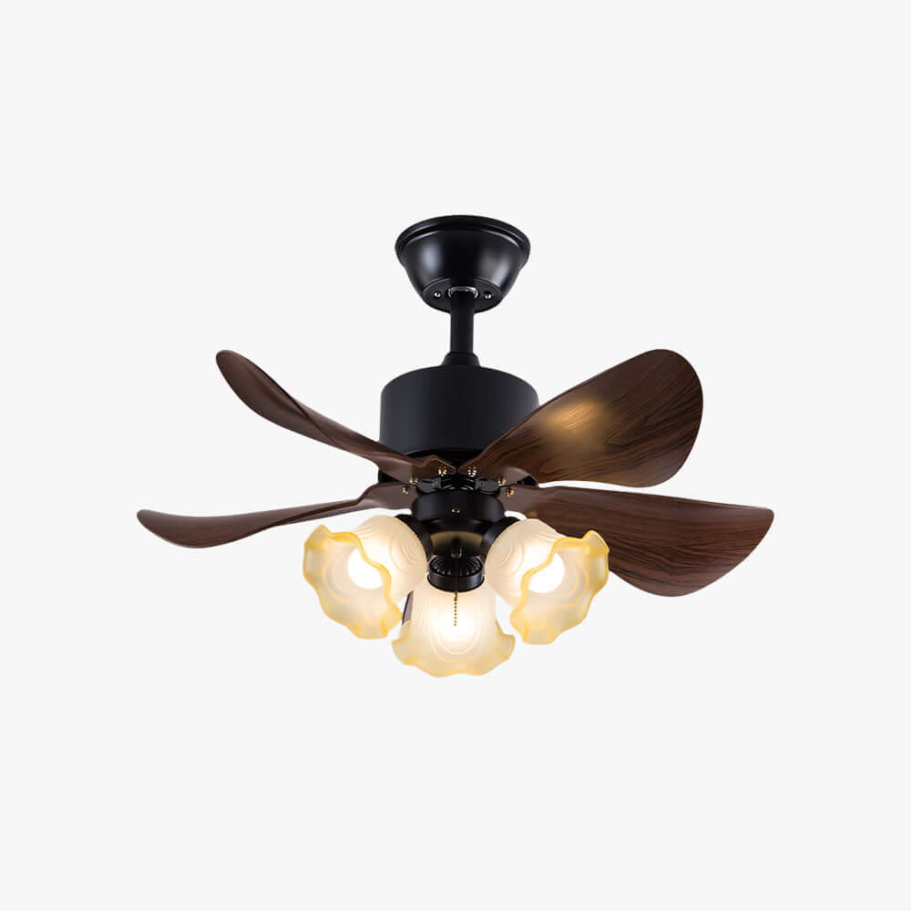 Zylion Ceiling Fan Light - Vintage Art Glass Living Room Light