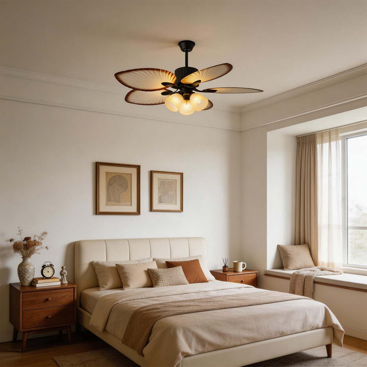 Zynta Ceiling Fan Light | Vintage Glass Dining Room