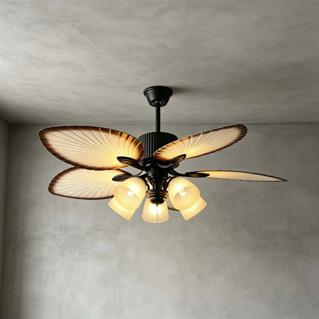 Zynta Ceiling Fan Light | Vintage Glass Dining Room
