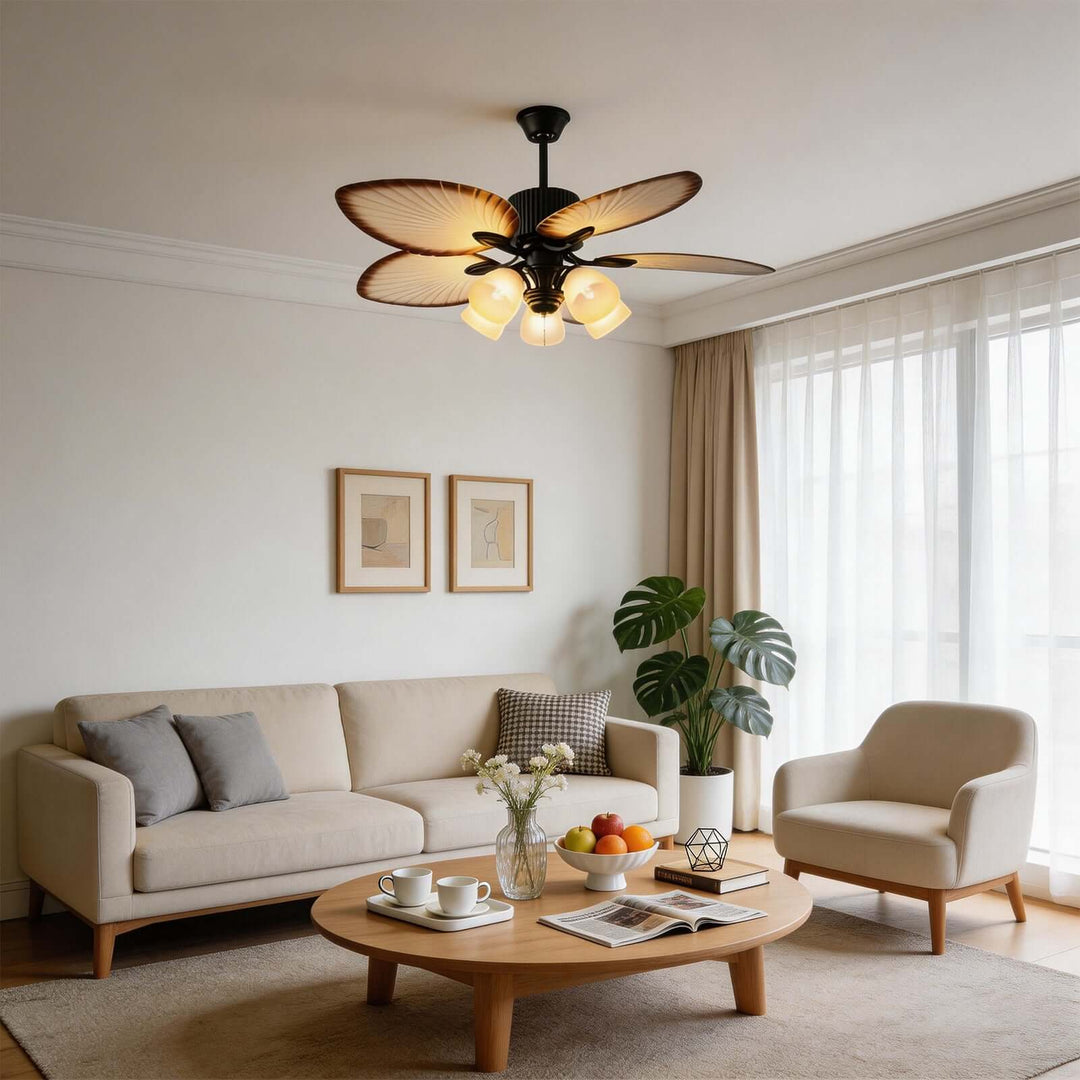 Zynta Ceiling Fan Light | Vintage Glass Dining Room