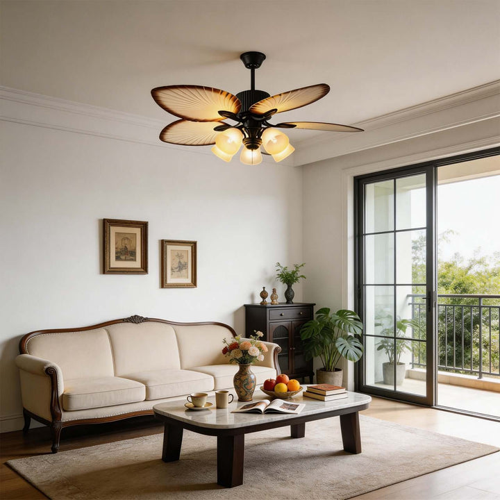 Zynta Ceiling Fan Light | Vintage Glass Dining Room