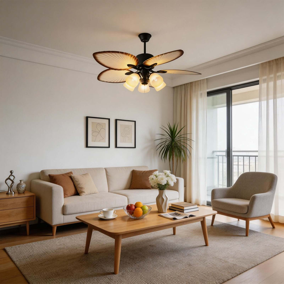 Zynta Ceiling Fan Light | Vintage Glass Dining Room