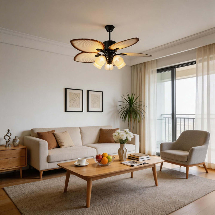 Zynta Ceiling Fan Light | Vintage Glass Dining Room