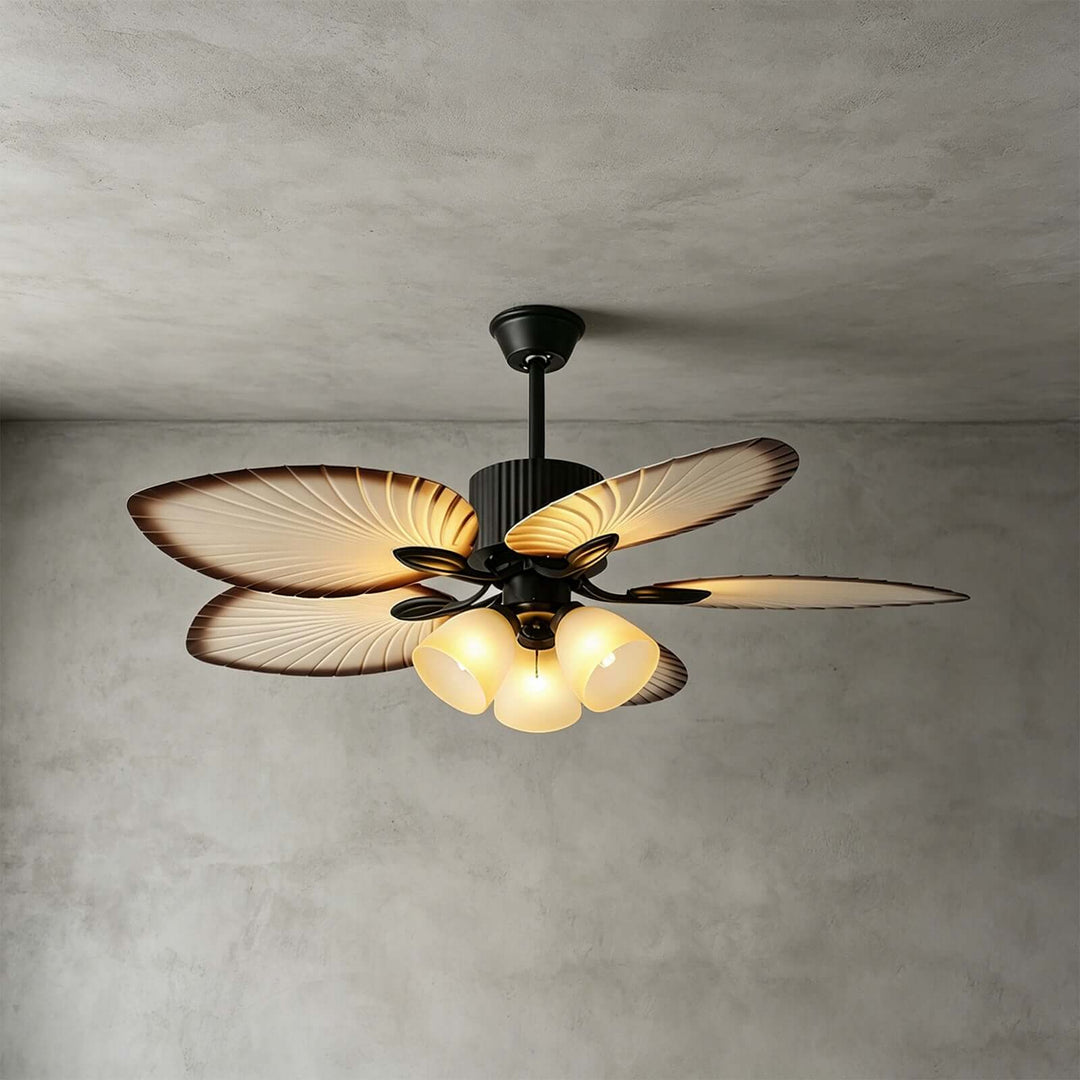 Zynta Ceiling Fan Light | Vintage Glass Dining Room