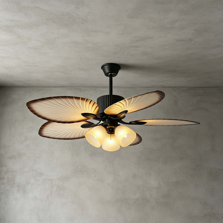 Zynta Ceiling Fan Light | Vintage Glass Dining Room