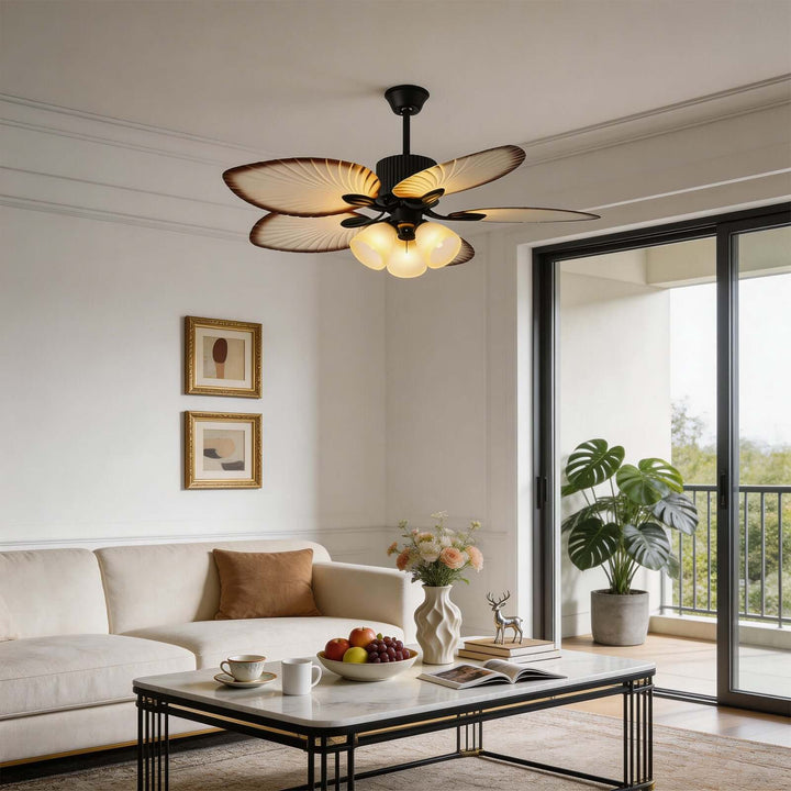Zynta Ceiling Fan Light | Vintage Glass Dining Room
