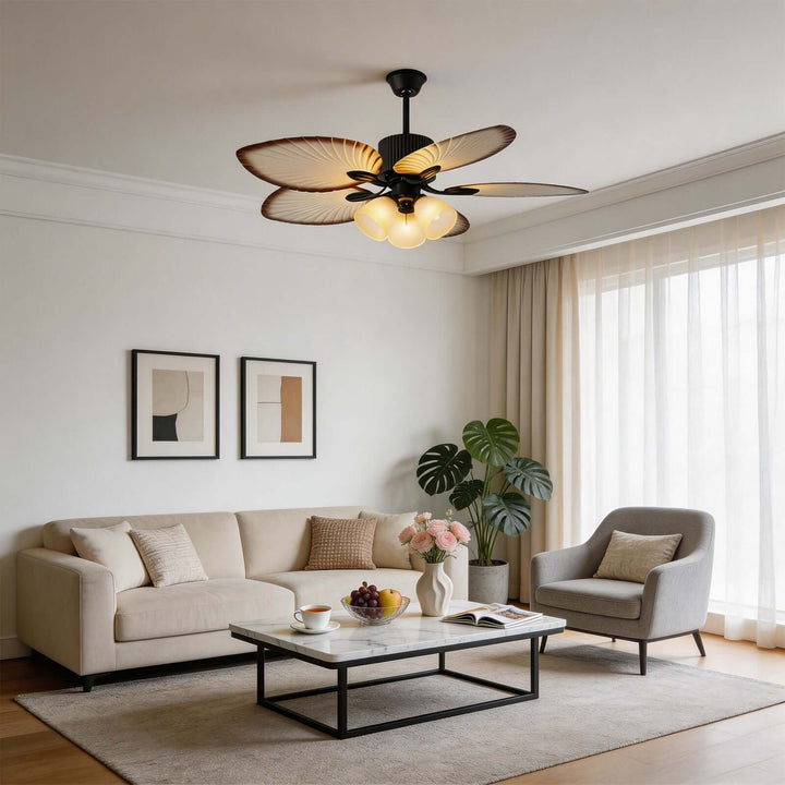 Zynta Ceiling Fan Light | Vintage Glass Dining Room