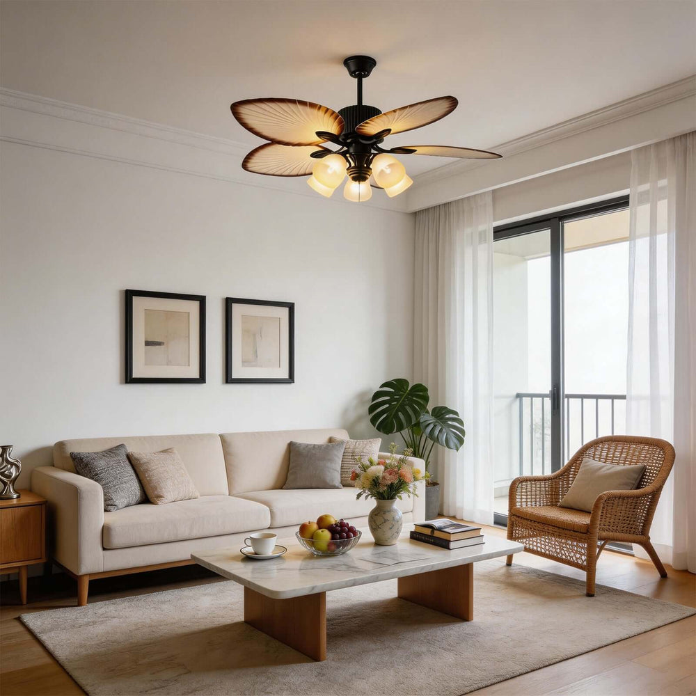 Zynta Ceiling Fan Light | Vintage Glass Dining Room