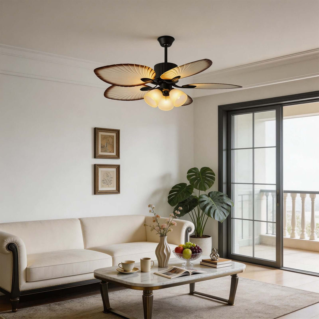 Zynta Ceiling Fan Light | Vintage Glass Dining Room