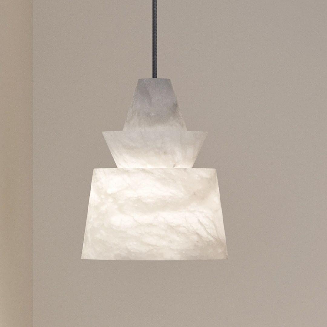 FLO S Small White Alabaster Pendant Light | Elegant Hanging | Vinlighting | Vinlighting